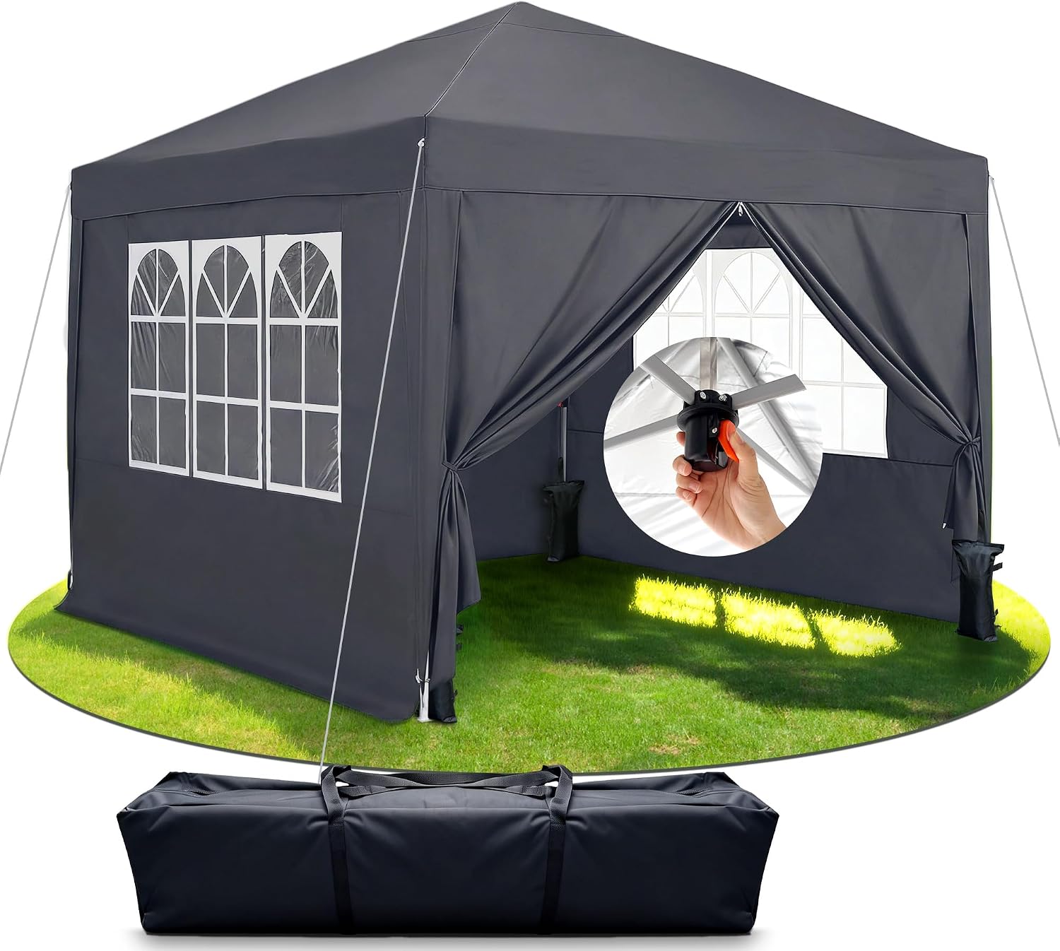 Detalle de RidgeRover 3M x 3M Pop-up Gazebo: Waterproof, 4 Removable Sides, 270cm Interior Height