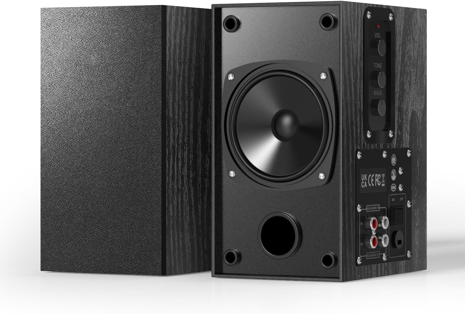 Detalle de Elimavi Active Bookshelf Speakers 2.0: 30W x 2 with 4" Woofers and 3.5mm/RC A inputs