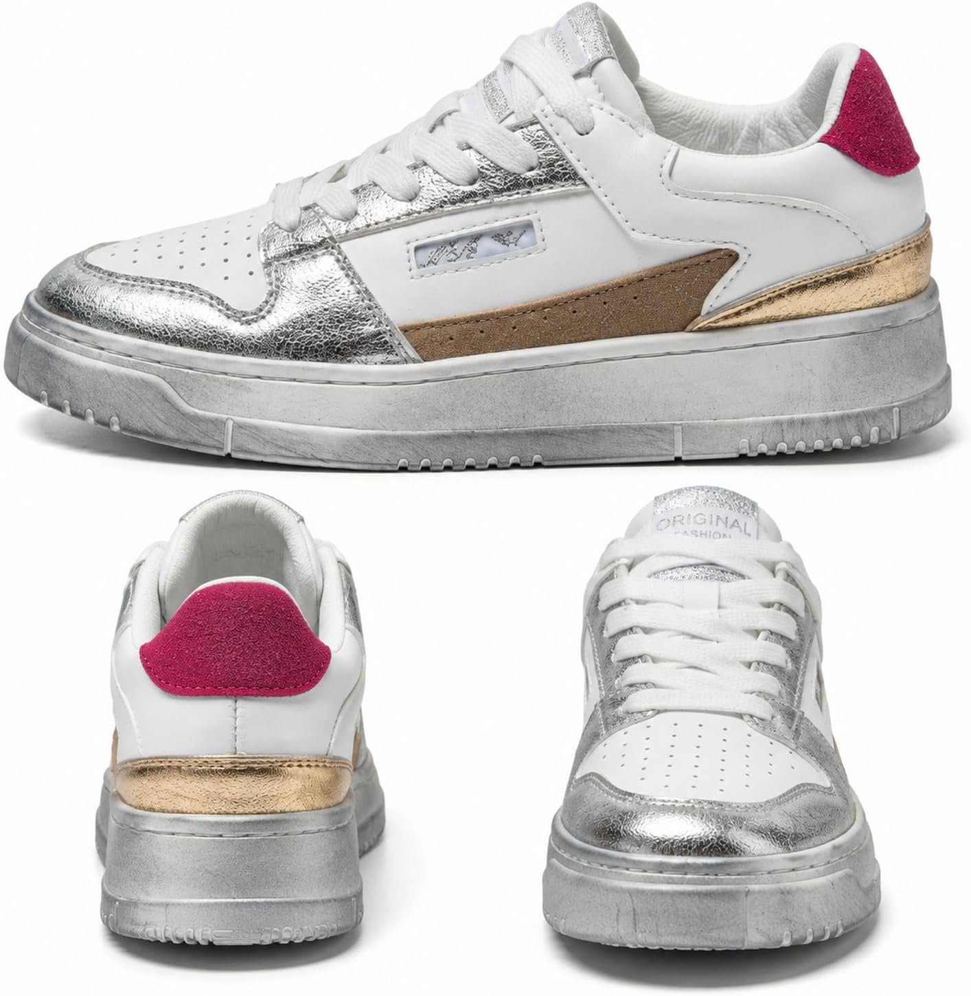 Thumbnail 6 de JOMIX damessneakers met veters voor wandelen, casual gebruik en fitness