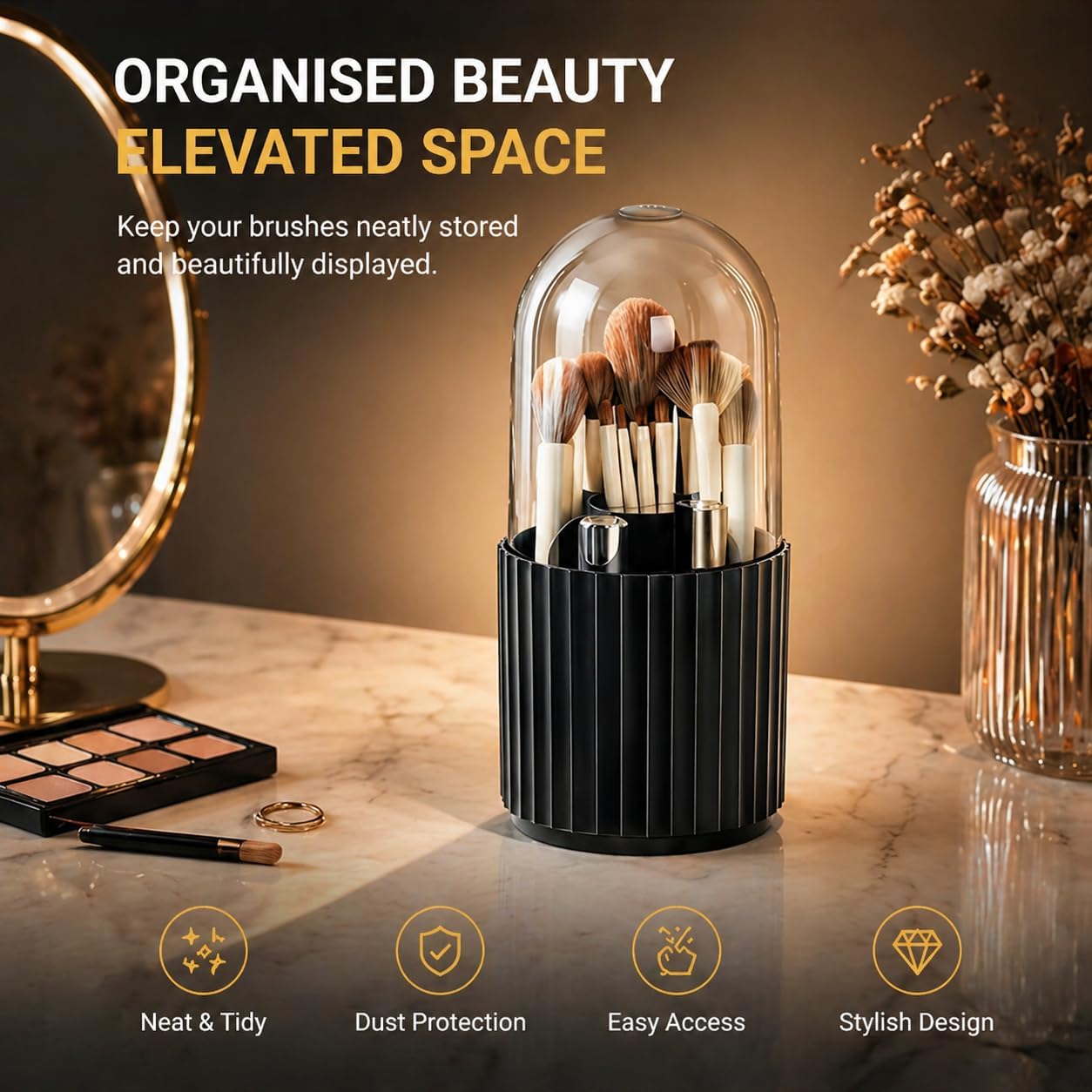 Thumbnail 2 de Makeup brush holder 360° Black 5 compartments