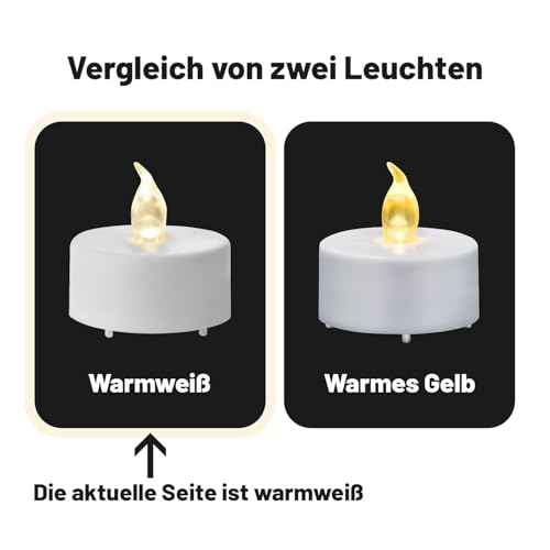 Thumbnail 6 de Tappovaly 24 Stück LED-Teelichter: flammenlos, batteriebetrieben, Warmweiß – ideal für Festlichkeiten