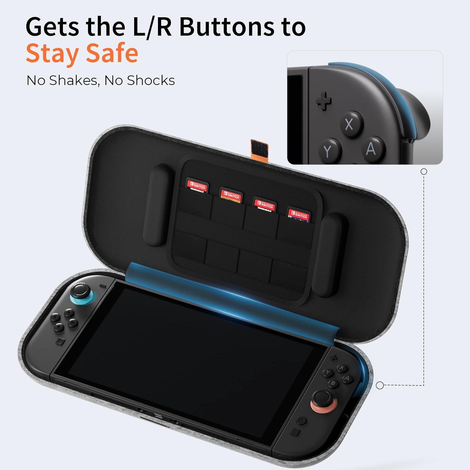 Detalle 2 de COOWPS Ultra Hard Switch 2 Case for Nintendo Switch 2 (2025) with 4 Thumb Grips