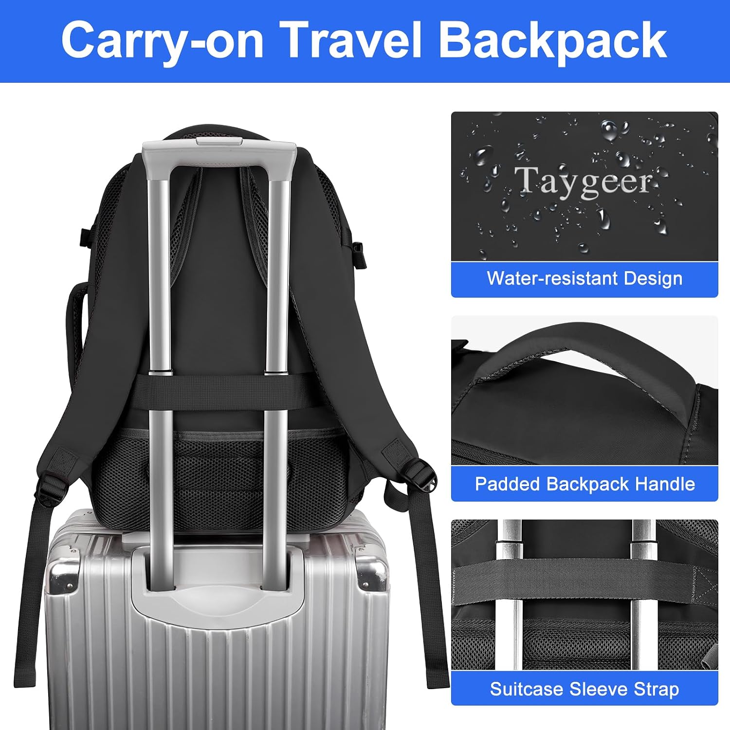 Detalle de Taygeer Ryanair Cabin Bags 40x30x20 Underseat Travel Backpack – Practical Multi‑Compartment Carry-On