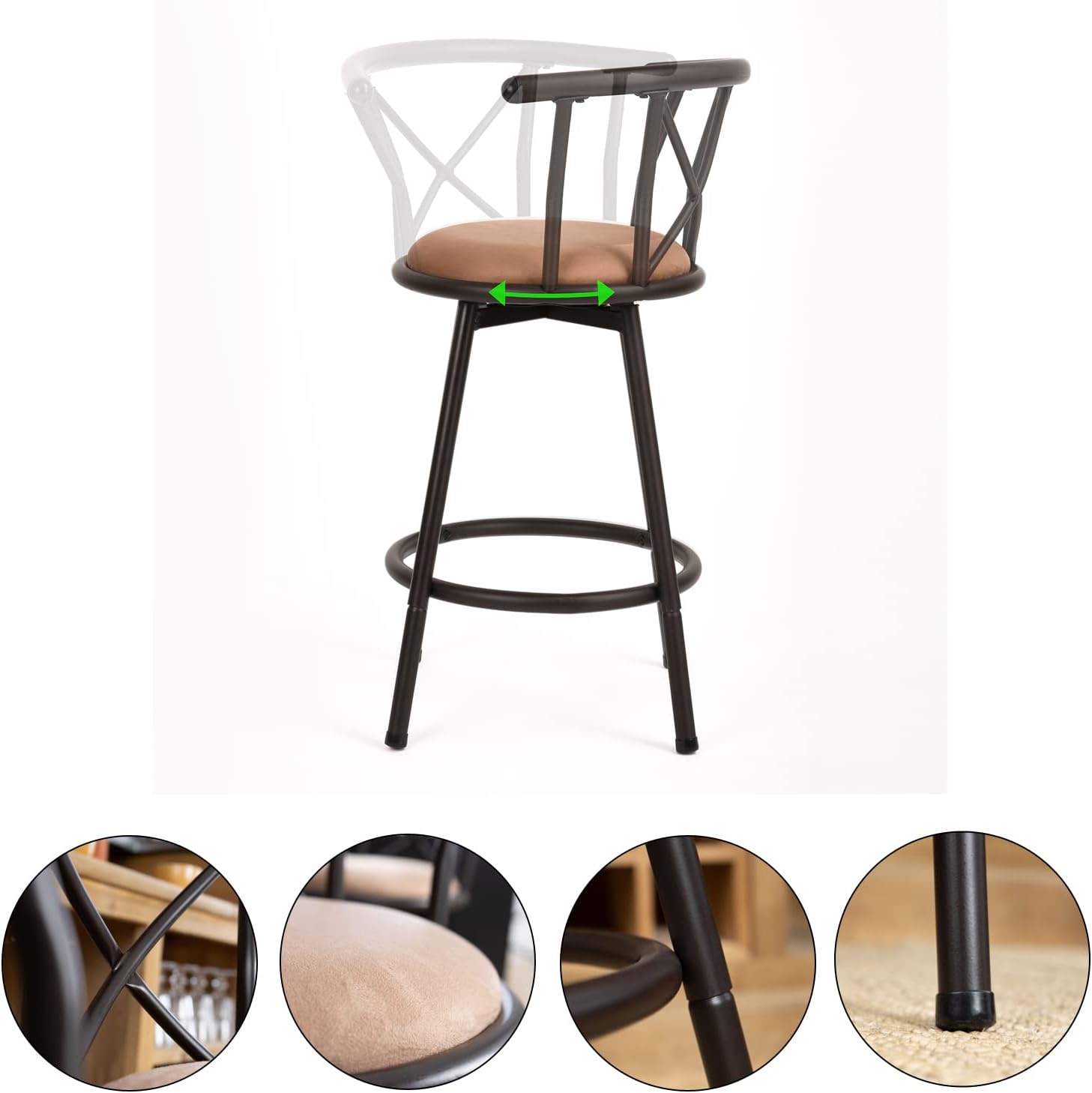 Thumbnail 3 de MEUBLE COSY set di 2 sgabelli da bar con schienale e cuscino