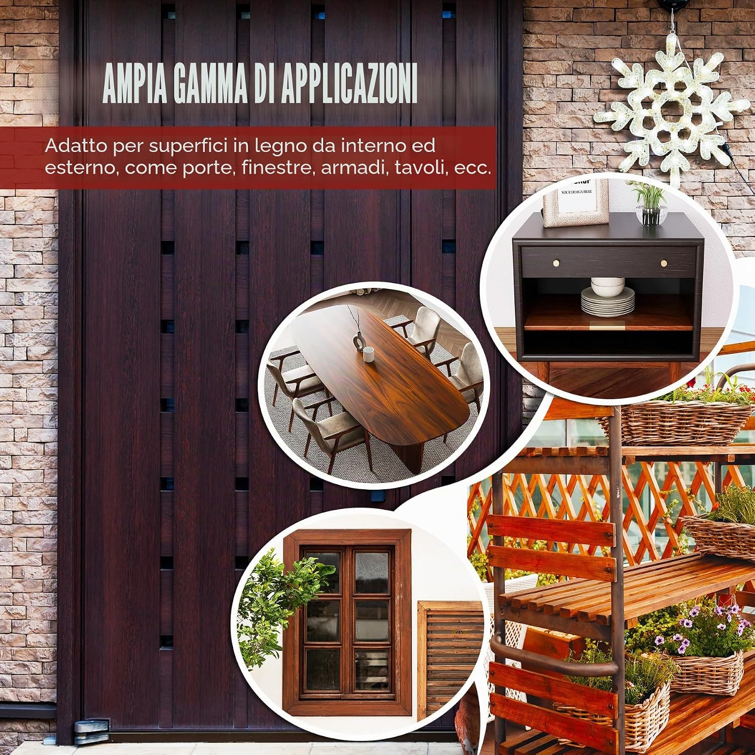 Detalle 2 de Tintura per legno a base d'acqua - Noce | Vernice per mobili interni ed esterni (250ml)