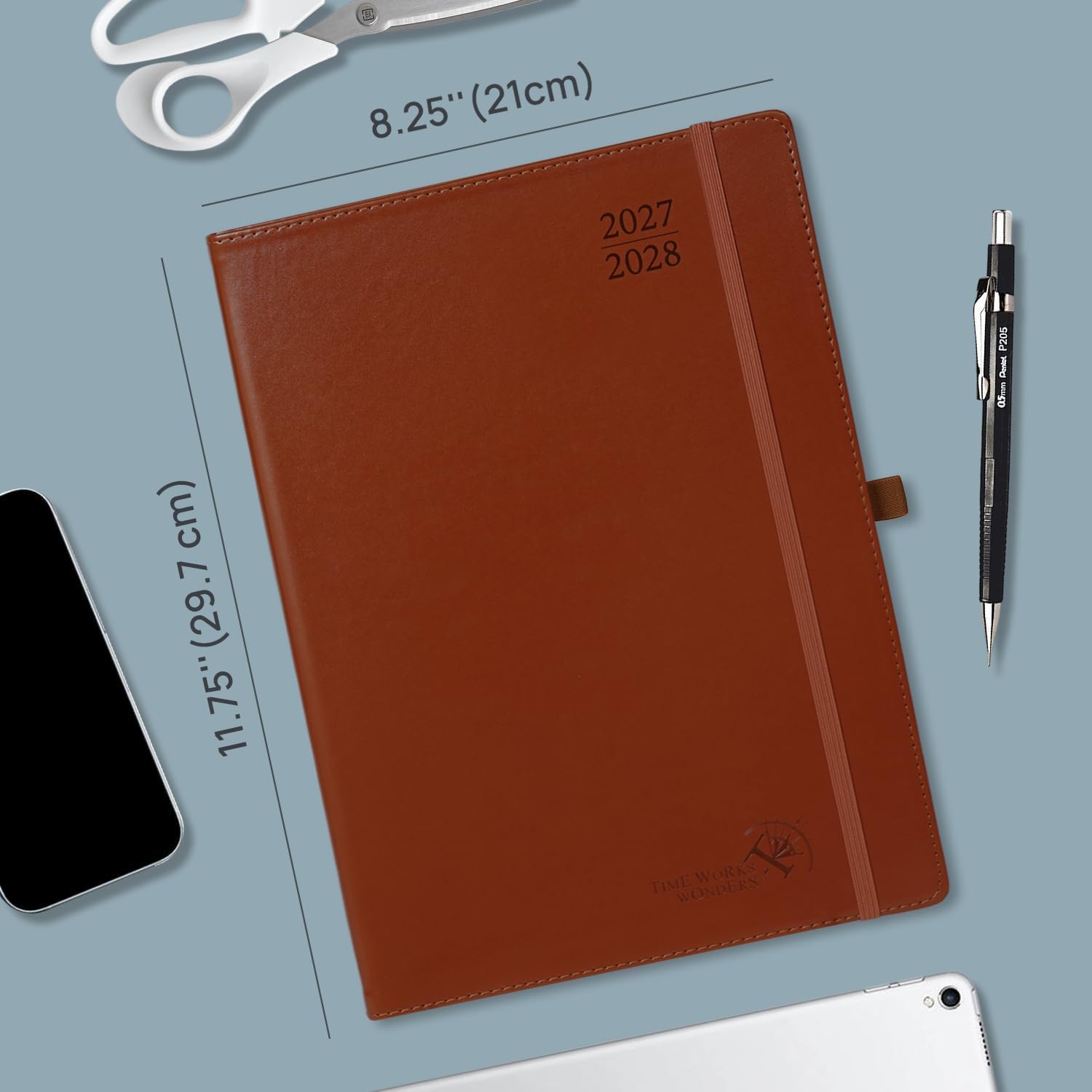 Detalle 2 de POPRUN Monthly Planner 2027–2028, 16-Month Calendar with Purple Faux Leather Cover