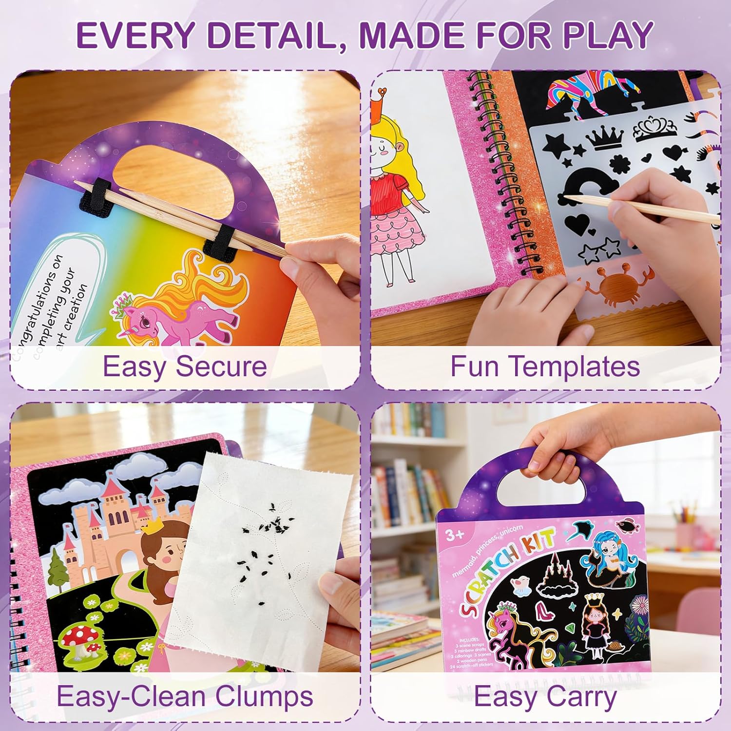 Thumbnail 4 de DICAO Scratch Art Gift Set for Girls Aged 5–10