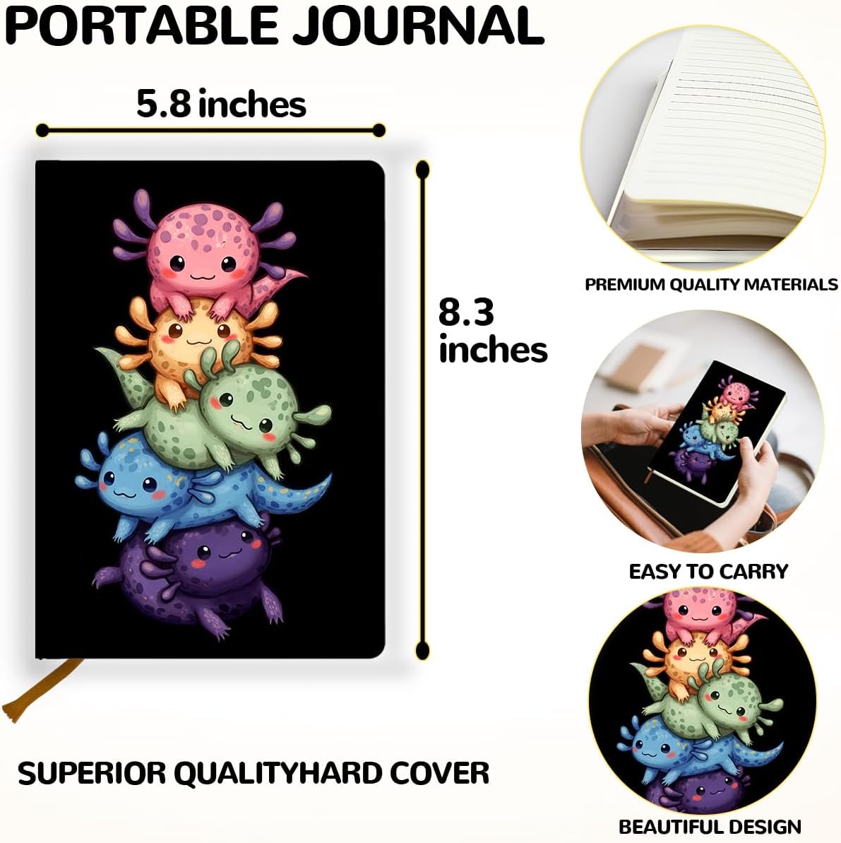 Detalle de Lovdazzles Cute Axolotl Journal 02, A5 Ruled Notebook, 200 Pages