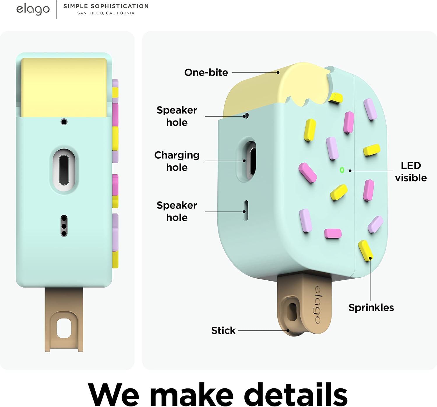 Detalle 2 de Coque Ice Cream elago pour étui AirPods Pro 2 (compatible charge sans fil) avec mousqueton – Menthe