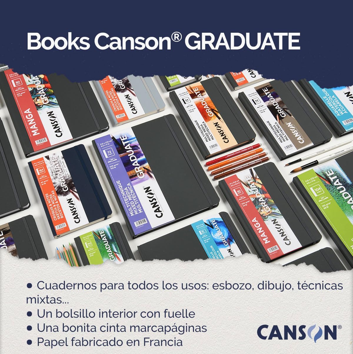 Thumbnail 3 de Canson Graduate Book Blocchi da Disegno 21,6 x 14 cm, 36 fogli, 200 g/m², copertina rigida bianca