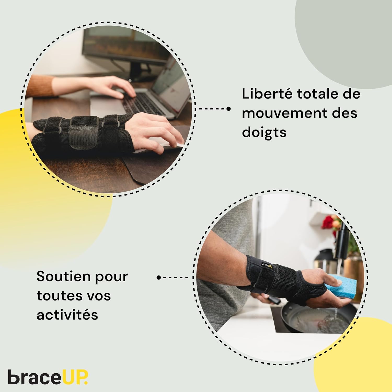 Thumbnail 3 de BraceUP attelle de poignet pour main droite et gauche – canal carpien, tendinite, orthèse (S/M, gaucher)