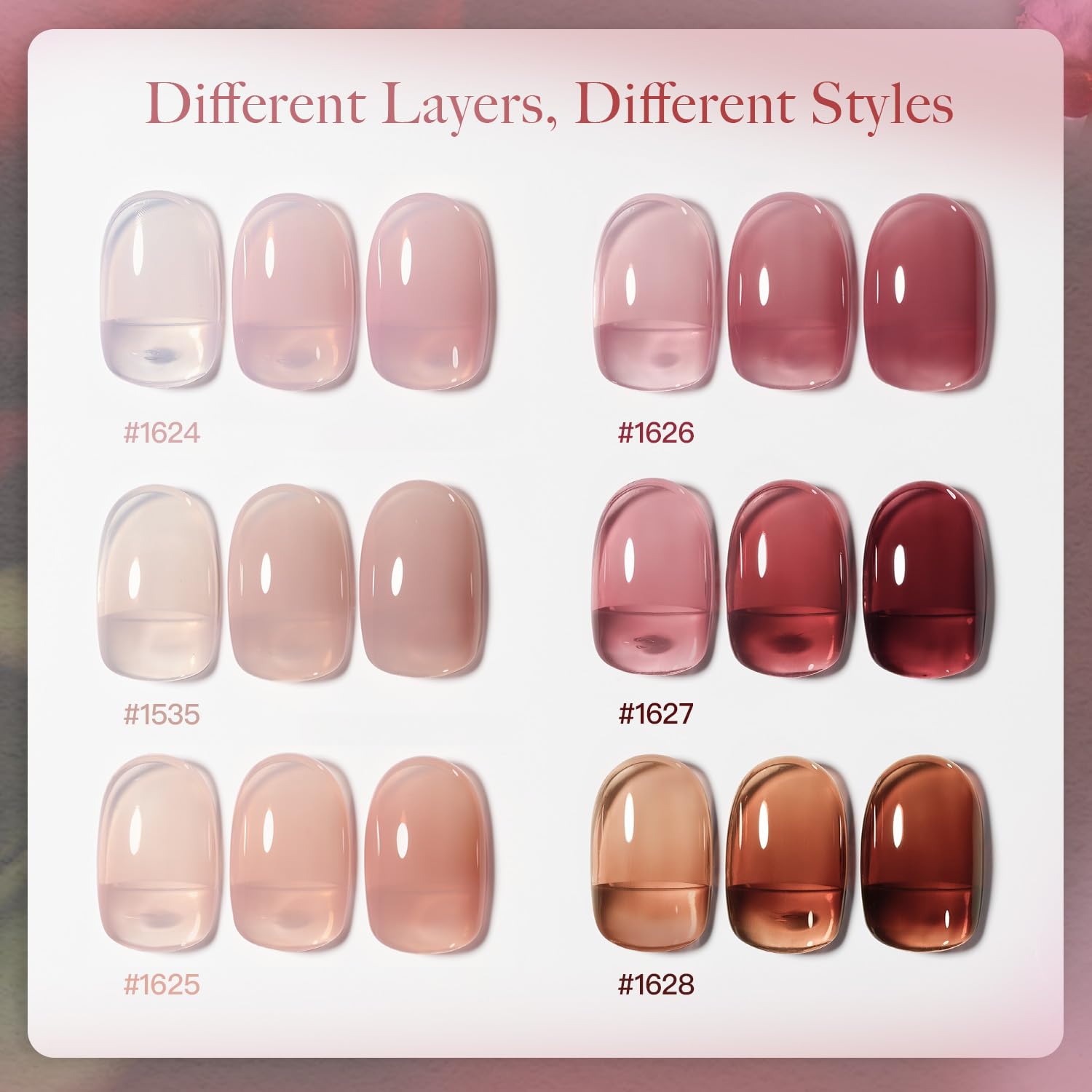 Thumbnail 1 de GAOY Rose Garden Jelly Gel Nail Polish Kit 6x6.5ml