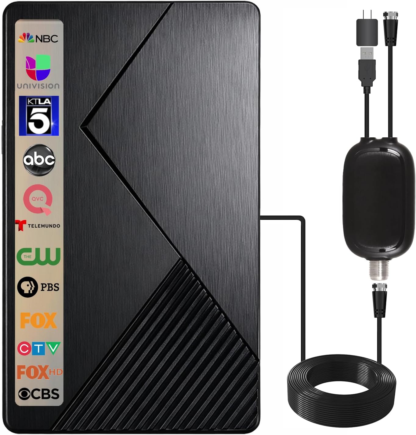 Thumbnail 1 de Five Star Flat Panel Indoor TV Antenna (Long Range) with Amplified HD Reception and Signal Booster