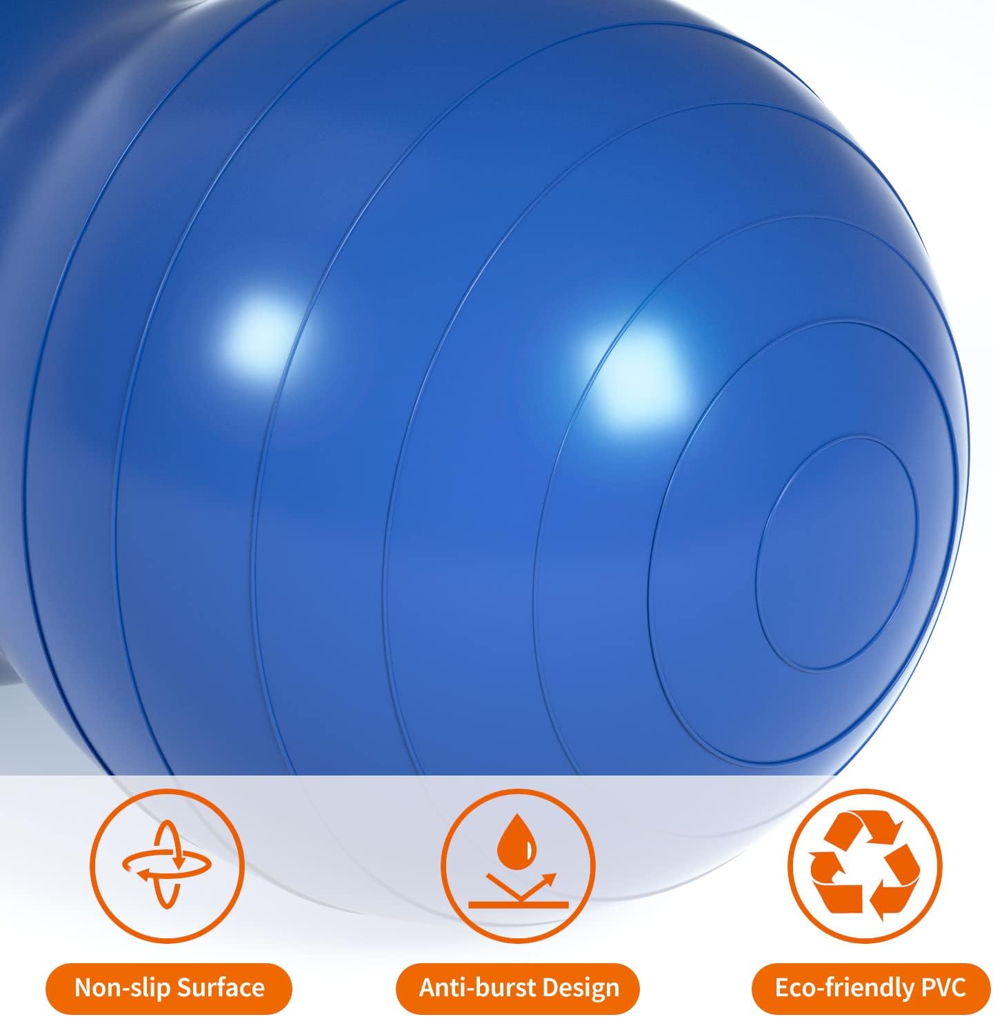 Detalle de DASKING Peanut Ball 90x45 cm con pompa a mano: palla di arachidi per yoga, pilates, fisioterapia e gravidanza