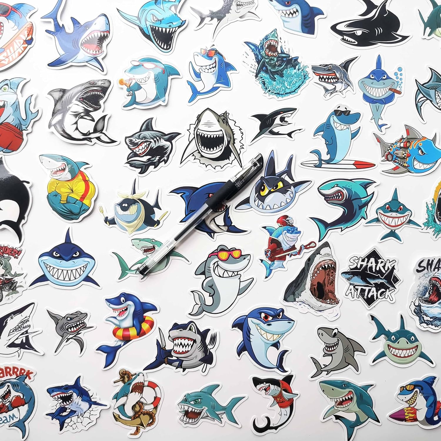 Thumbnail 4 de Shark Vinyl Stickers, 50-Piece Waterproof Cartoon Set