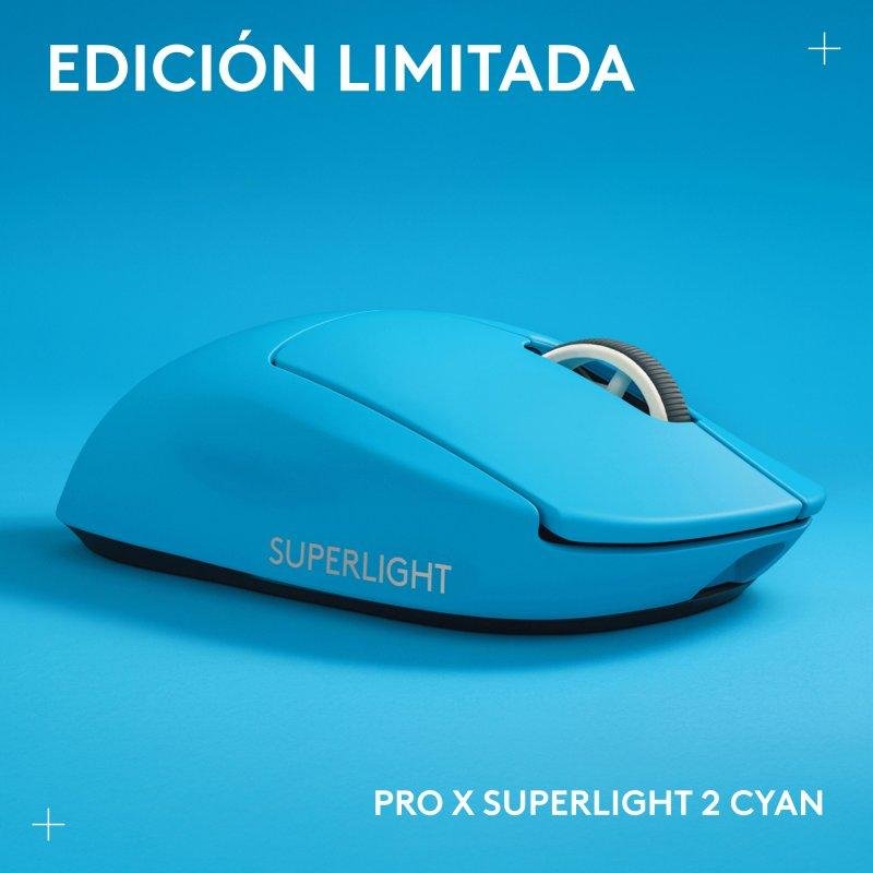Detalle 2 de Logitech G PRO X SUPERLIGHT 2 LIGHTSPEED Inalámbrico 44000 DPI Cyan - Edición Limitada