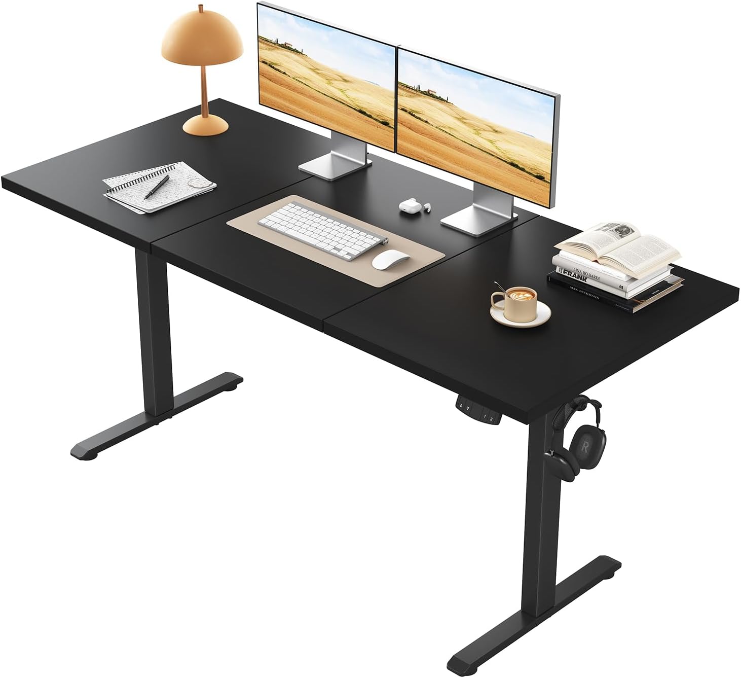 Klicelor Höhenverstellbarer Schreibtisch – Elektrischer Steh-Sitz Bürotisch, 140 x 60 cm, Schwarz