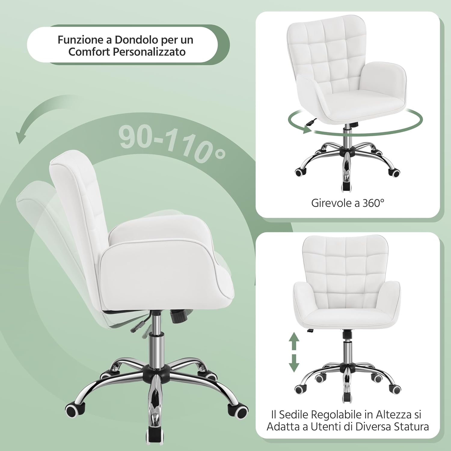 Detalle 2 de Yaheetech Sedia da Ufficio Imbottita 136 kg