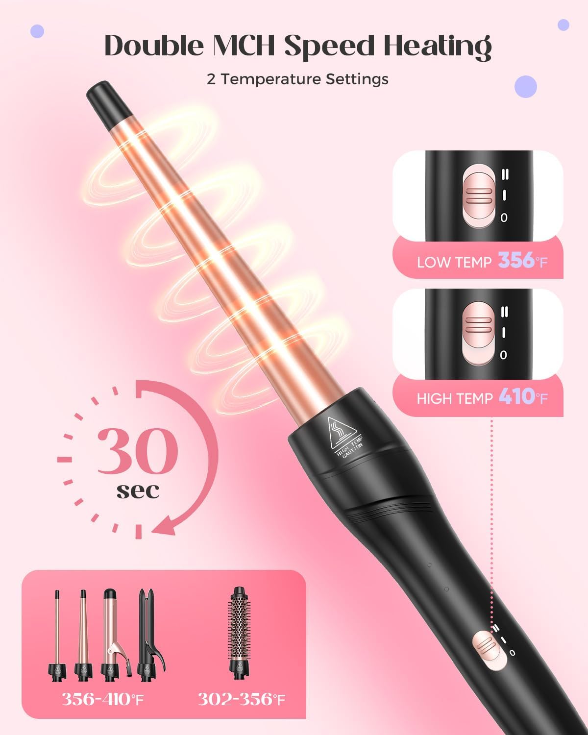 Detalle de Lopeie 5-in-1 Curling Iron 1/2–1½" set 💇♀