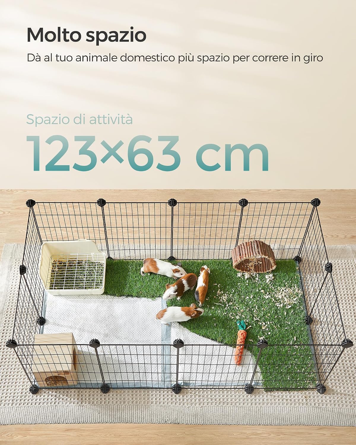 Detalle de SONGMICS Recinto per Animali di Piccola Taglia LPI001B01: Recinzione Personalizzabile per Criceti e Conigli
