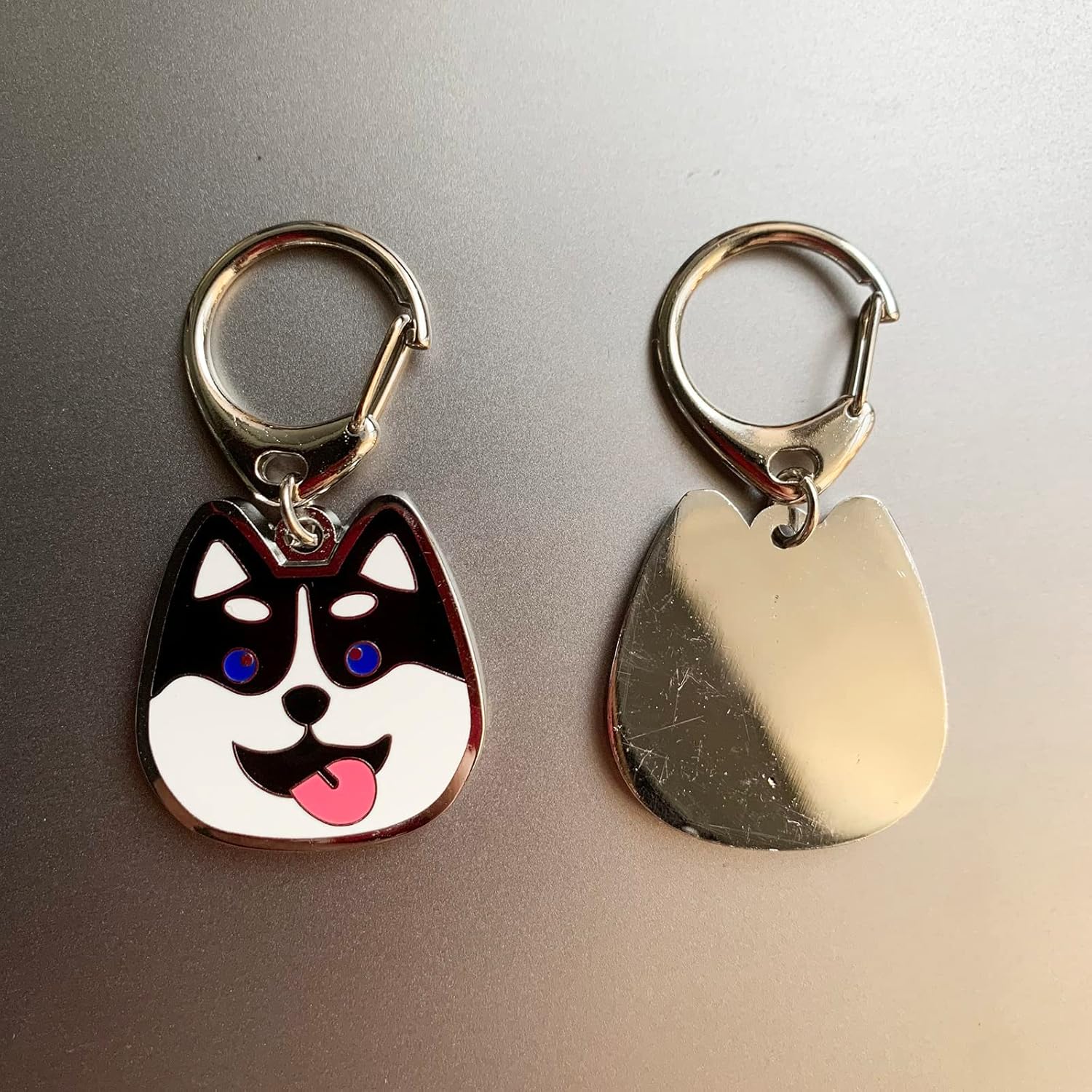 Detalle de Dog ID Tags: Cute Puppy Pendant Key-Ring / Black Husky