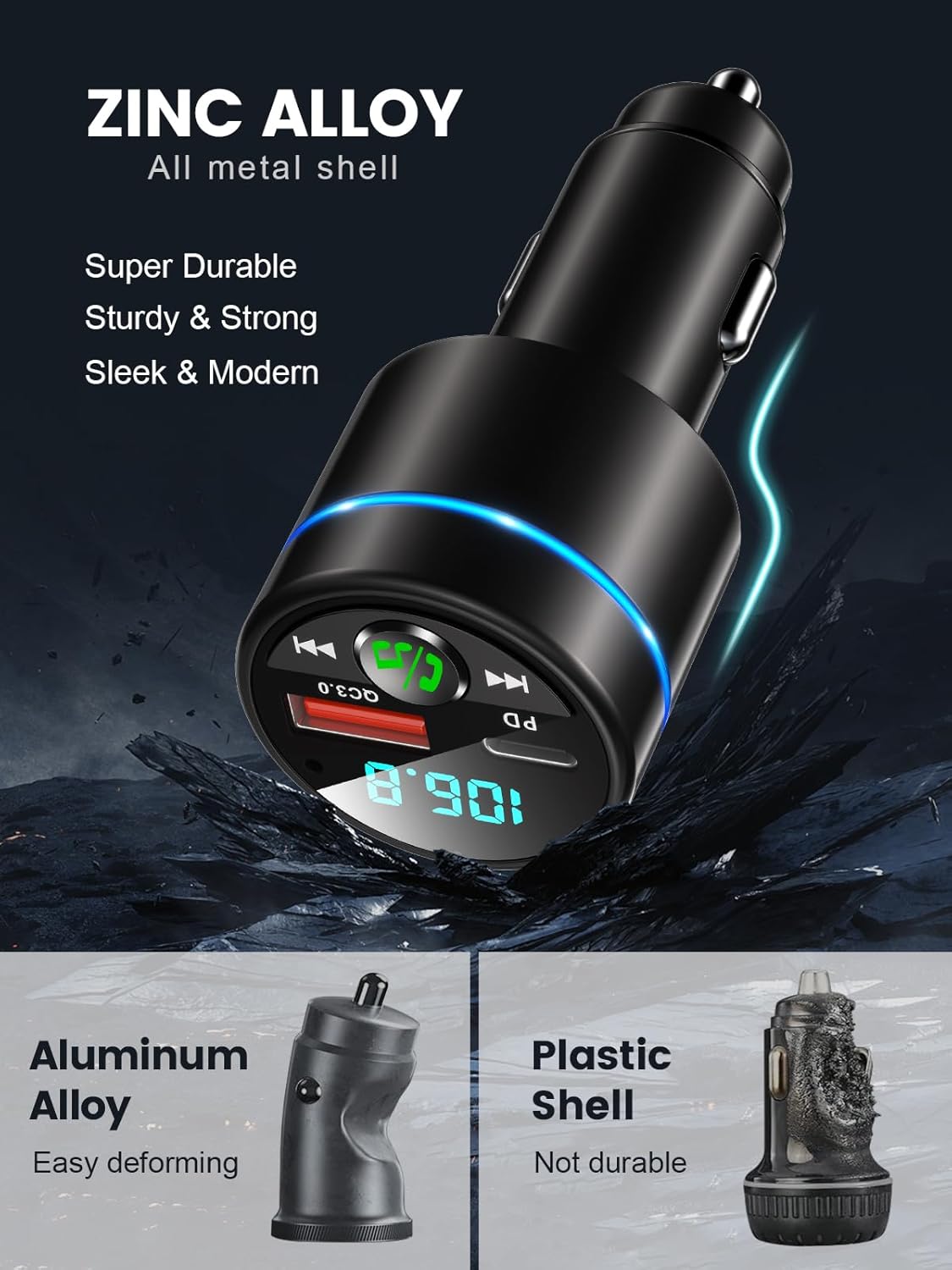 Detalle de Bluetooth Car Adapter 5.3 30W charger