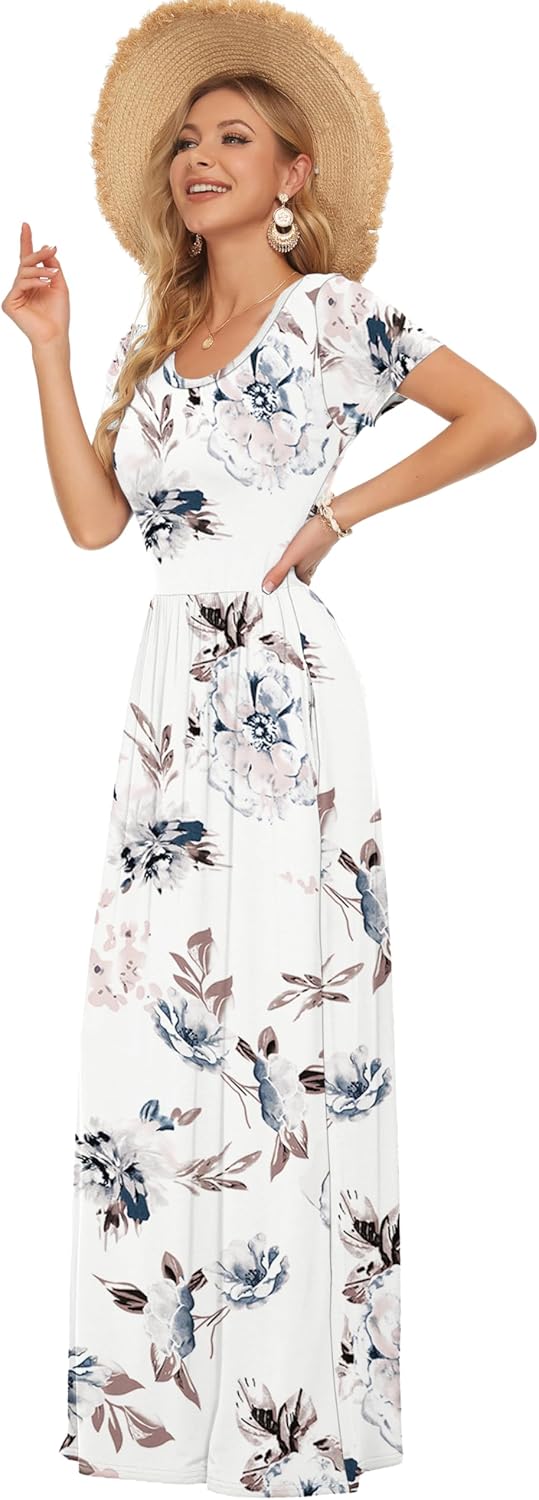 Thumbnail 1 de AUSELILY Damen Kurzarm Sommer-Maxikleid mit Taschen – casual bis lang & bequem
