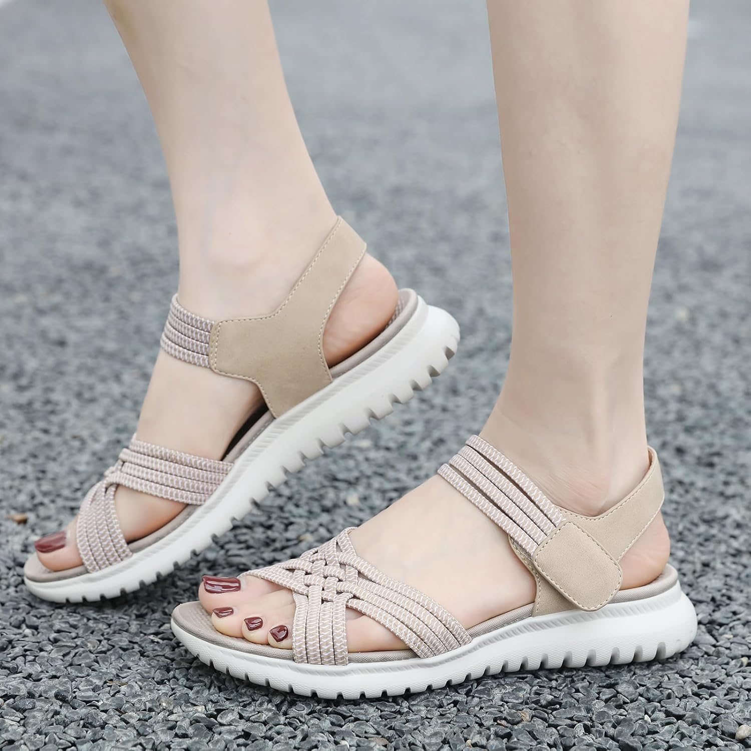Thumbnail 2 de Meik Mangni Damen Sandalen – Wandersandalen mit rutschfester Sohle, Sommer Plateau