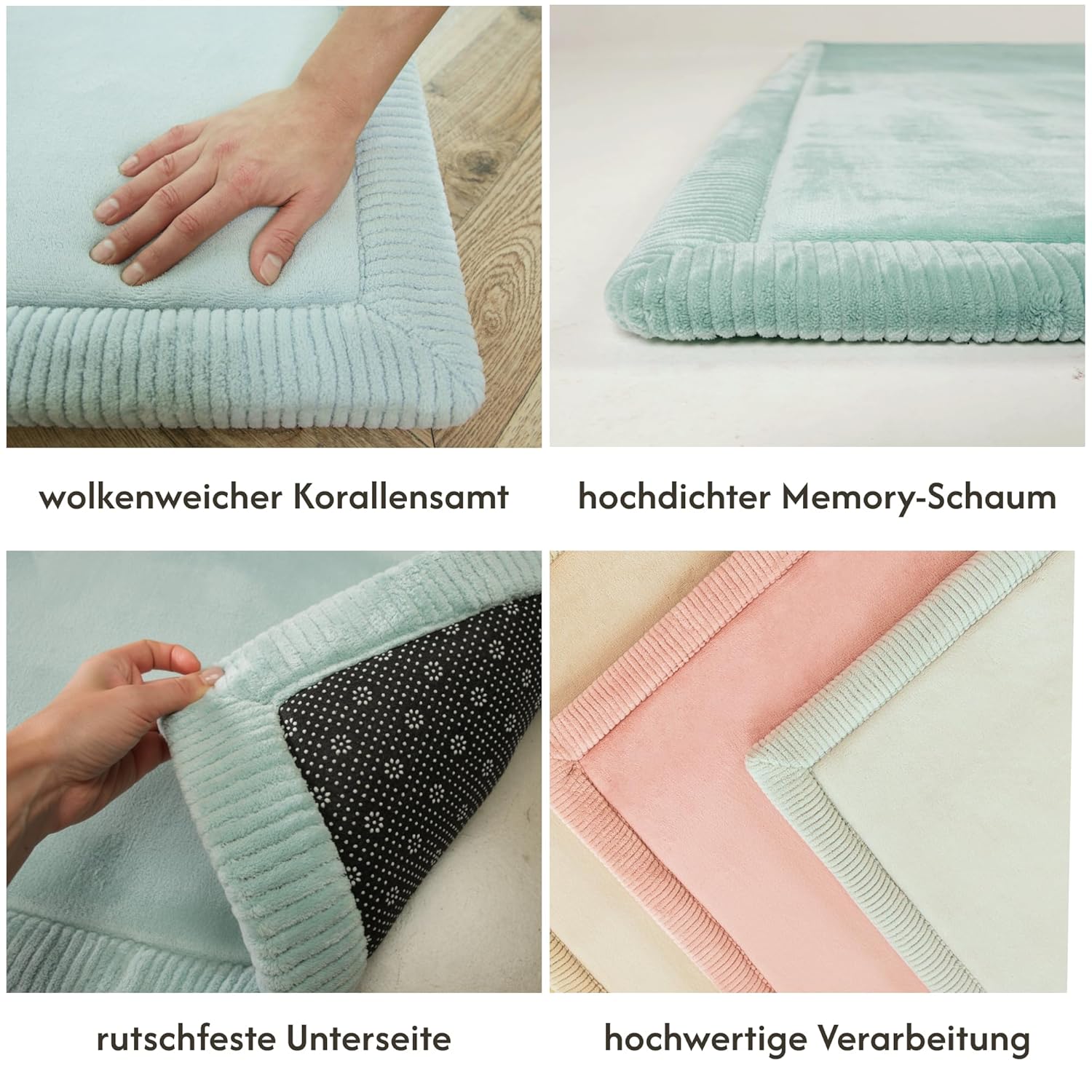 Thumbnail 3 de Wolkenweiche Spielmatte Baby 200x150x2,5 cm grün – Memory-Schaum, rutschfeste Unterseite