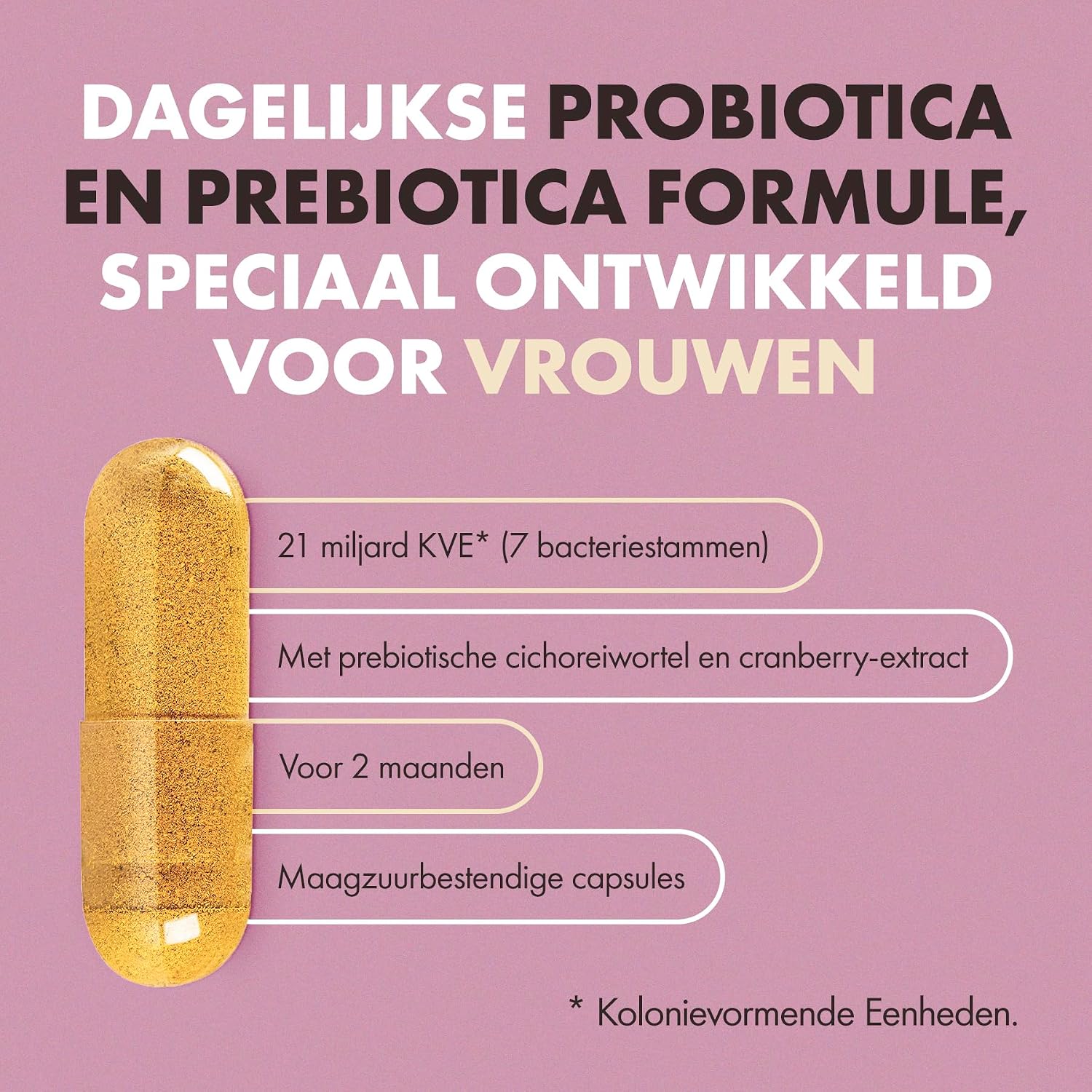 Detalle 1 de Incite Nutrition Probiotica voor Vrouwen met 21 miljard CFU, cranberry en prebiotica
