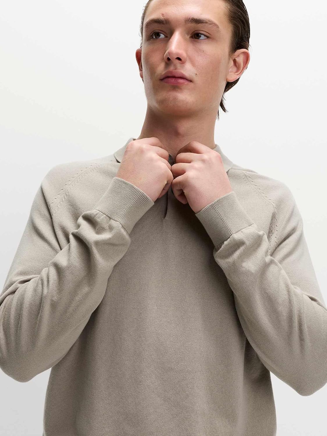 Thumbnail 1 de Marks & Spencer gebreid herenpoloshirt met hoog katoengehalte en standaard pasvorm