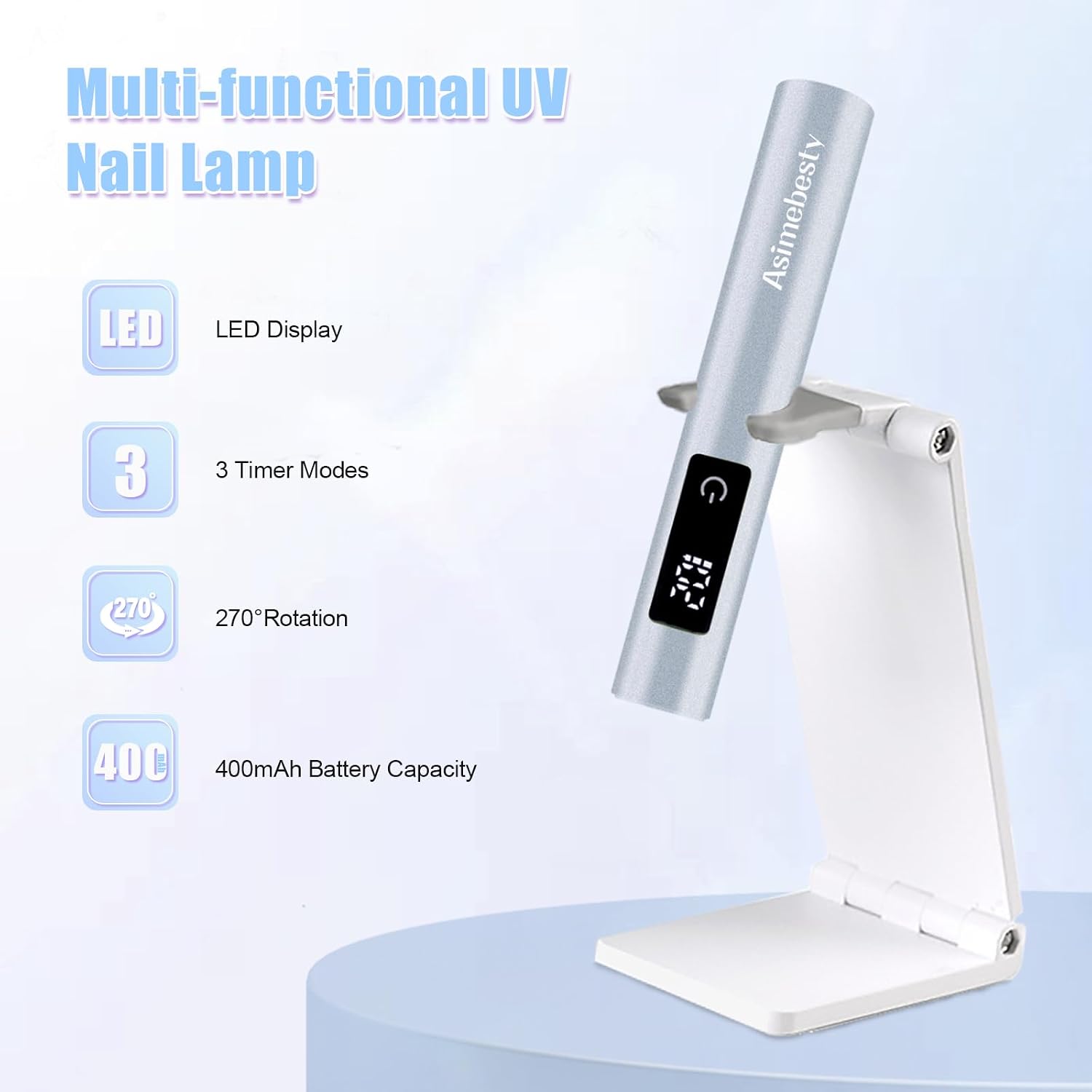 Thumbnail 1 de Asimebesty Mini UV LED Nail Lamp with Stand – Fast, Rechargeable Gel Nail Dryer