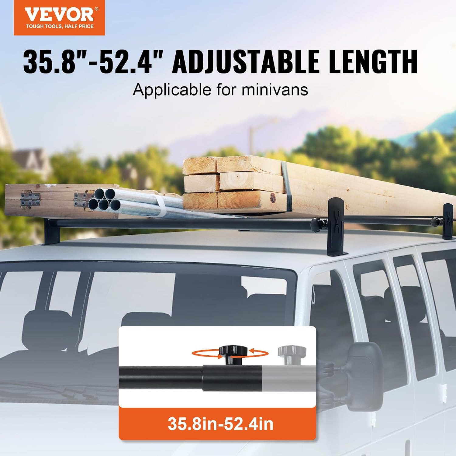 Detalle 2 de VEVOR Van Roof Ladder Rack, Alloy Steel