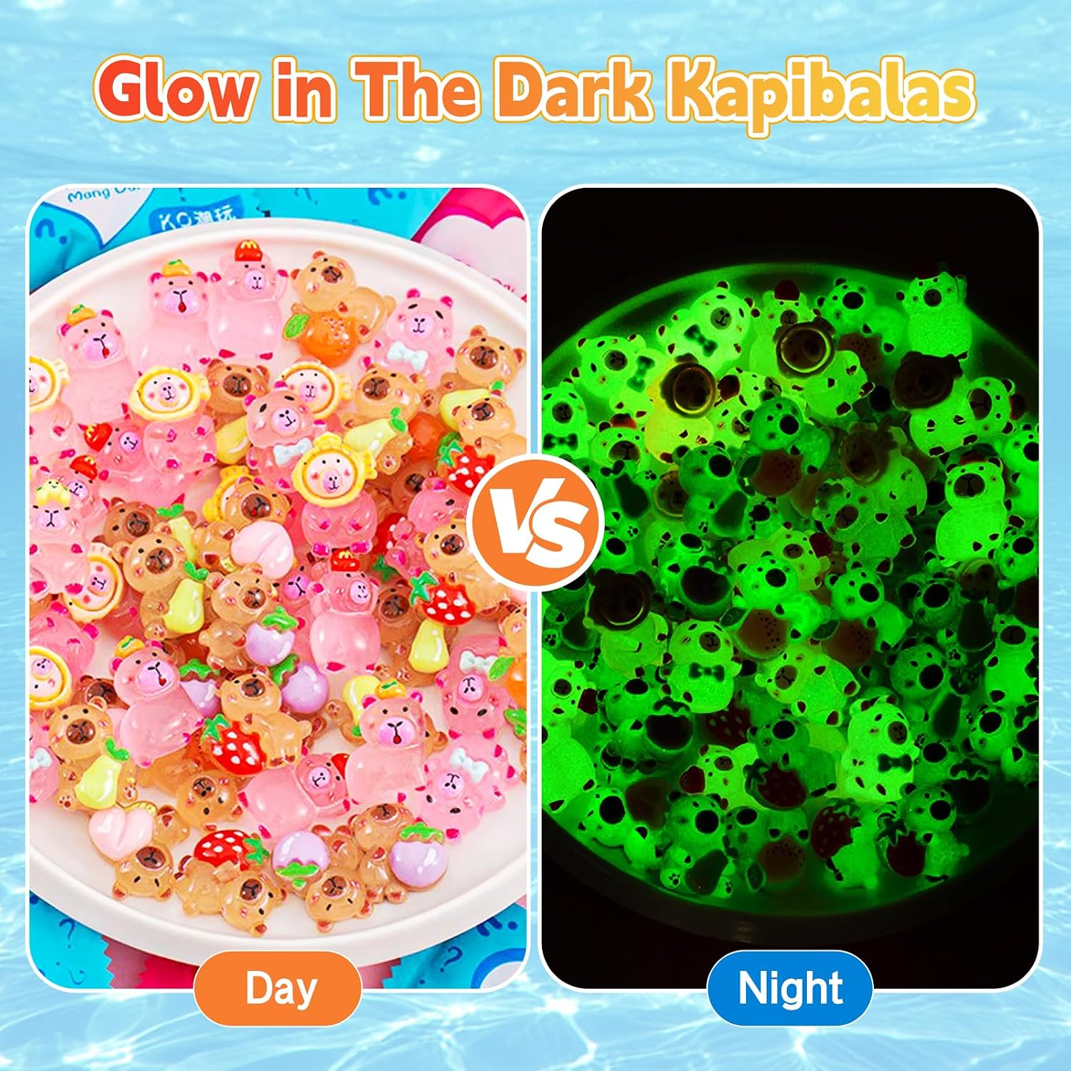 Detalle de 50 Pcs Random Mini Capybara Glow-in-the-Dark Blind Bags – Cute Resin Figures for DIY, Decor, and Party Favors