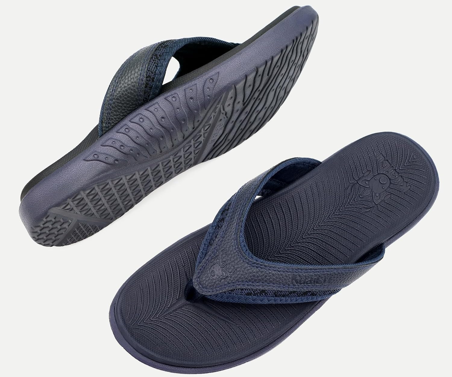 Detalle de KuaiLu Mens Sport Flip Flops with Orthotic Arch Support (Plantar Fasciitis Arch Support) — Outdoor Summer Beach Sandals, Size 7~15