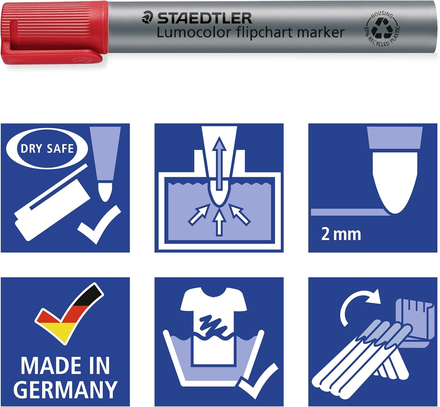 Thumbnail 5 de STAEDTLER 356 WP4 Lumocolor Flipchart Markers – Pack of 4 (Assorted Colours)