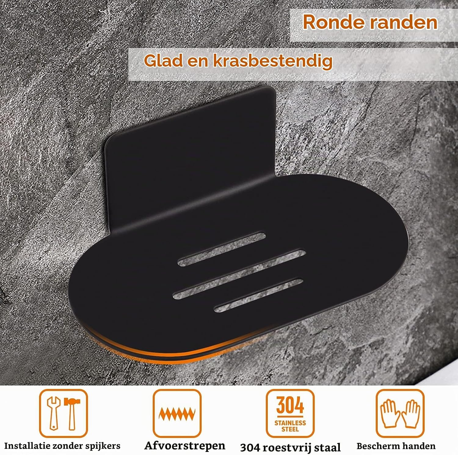 Detalle de HONZUEN HJYUK SoapHoler BK zelfklevende RVS zeephouder, zwart