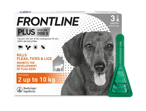 Detalle de FRONTLINE Plus Flea & Tick Treatment for Small Dogs – 3 Pipettes