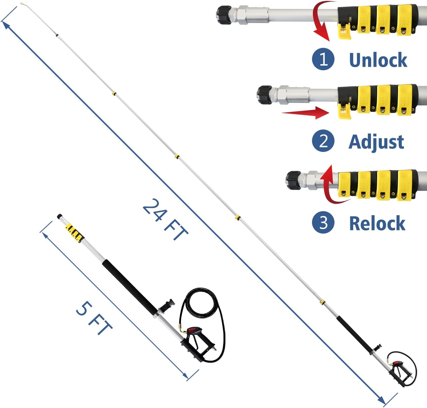 Detalle de JANZ TW-002 24-Foot Pressure Washer Wand with Extension Wands and 7 Nozzles