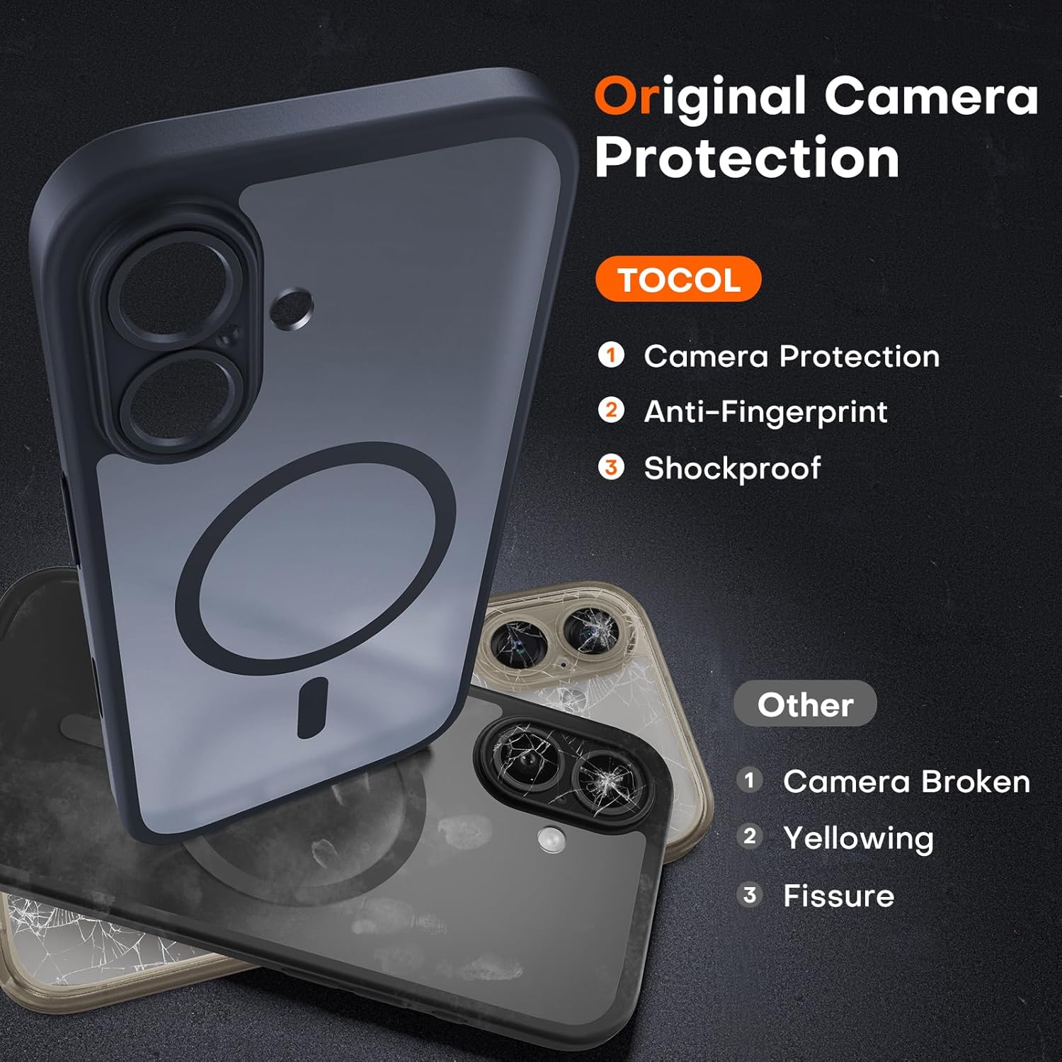 Thumbnail 5 de TOCOL Magnetic for iPhone 16 Case with Camera Control Button and Upgraded Camera Protection