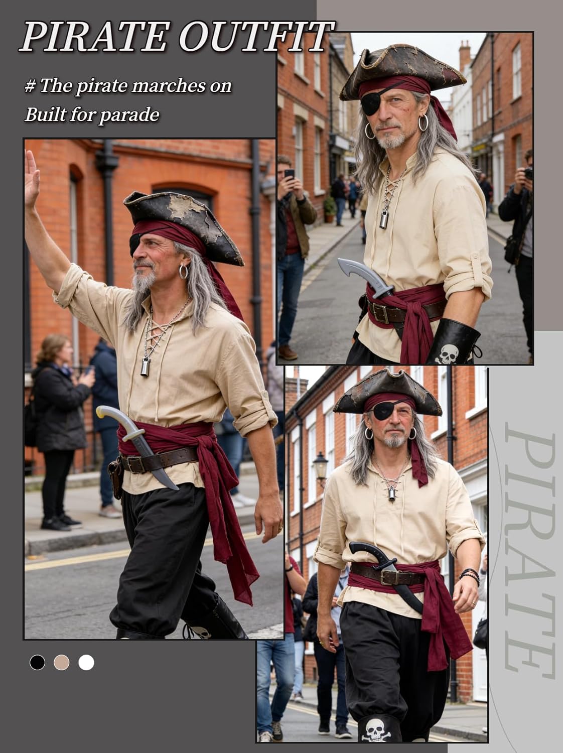 Detalle 2 de Vercico Pirate Costume Adults 5-Piece Set
