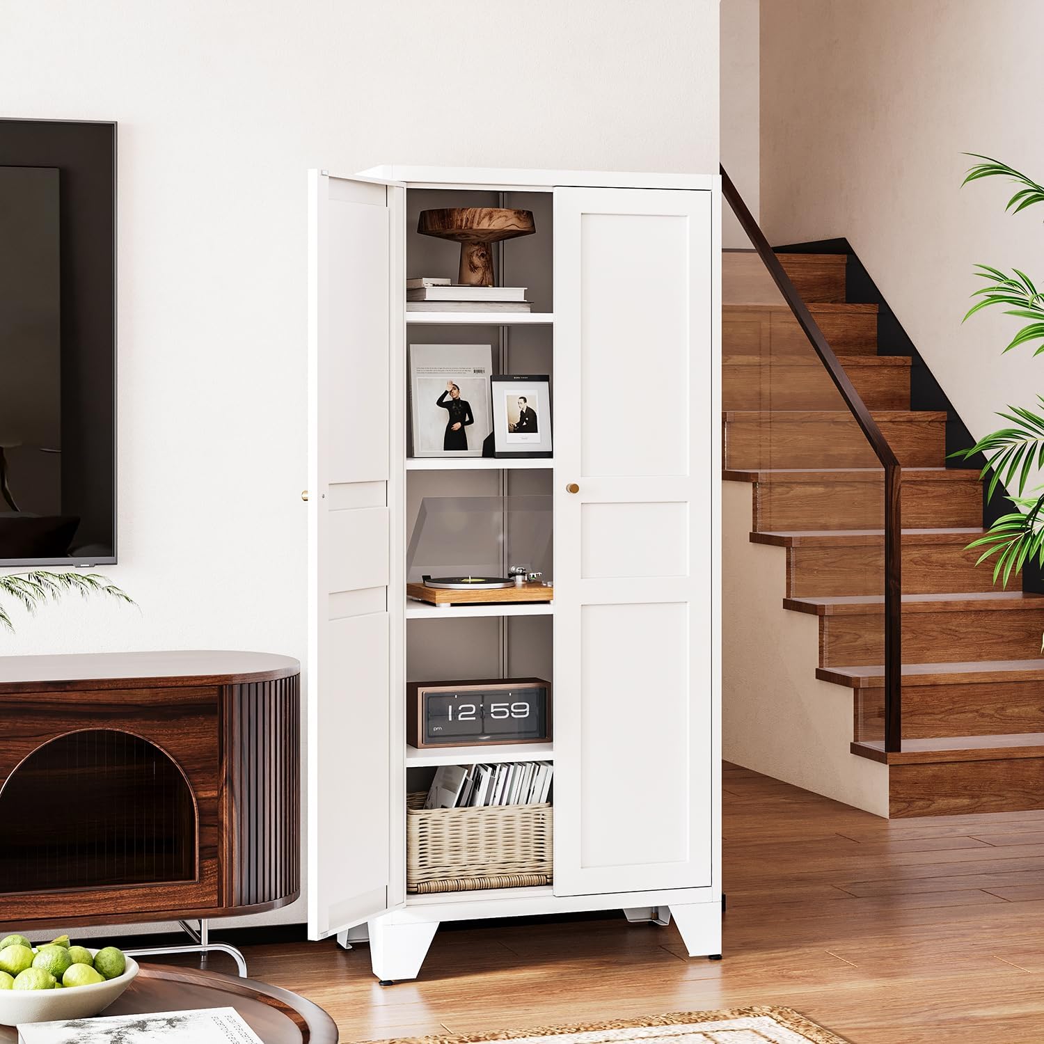 Thumbnail 5 de Letaya YW001 Metal Pantry Cabinet, 4 Adjustable Shelves, White, 61-Inch