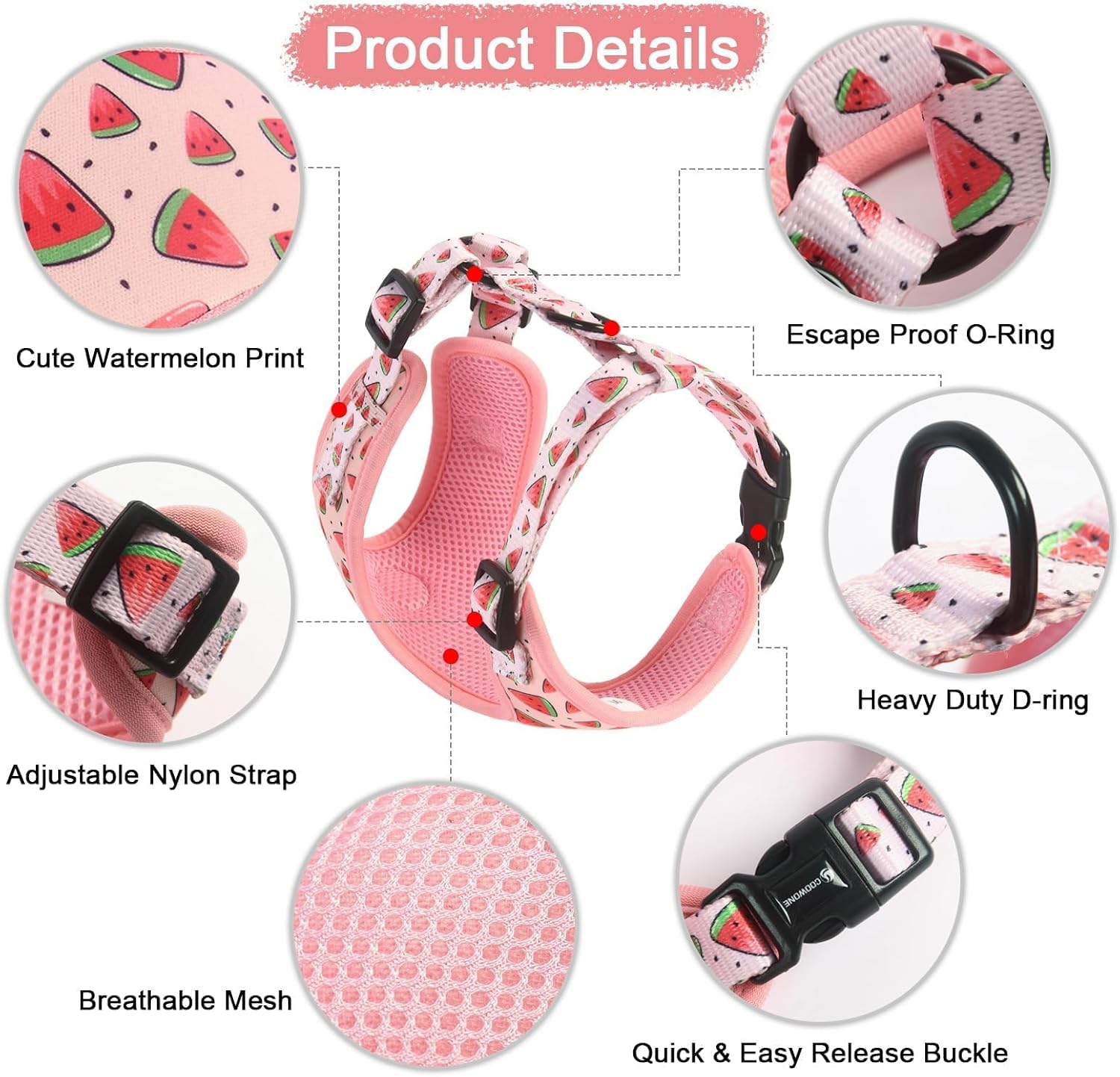Detalle de Coowone Dog Harness and Leash Set, Neoprene