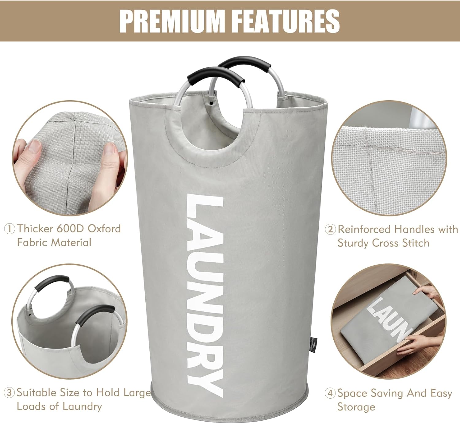 Thumbnail 6 de DOKEHOM 90L Large Laundry Basket