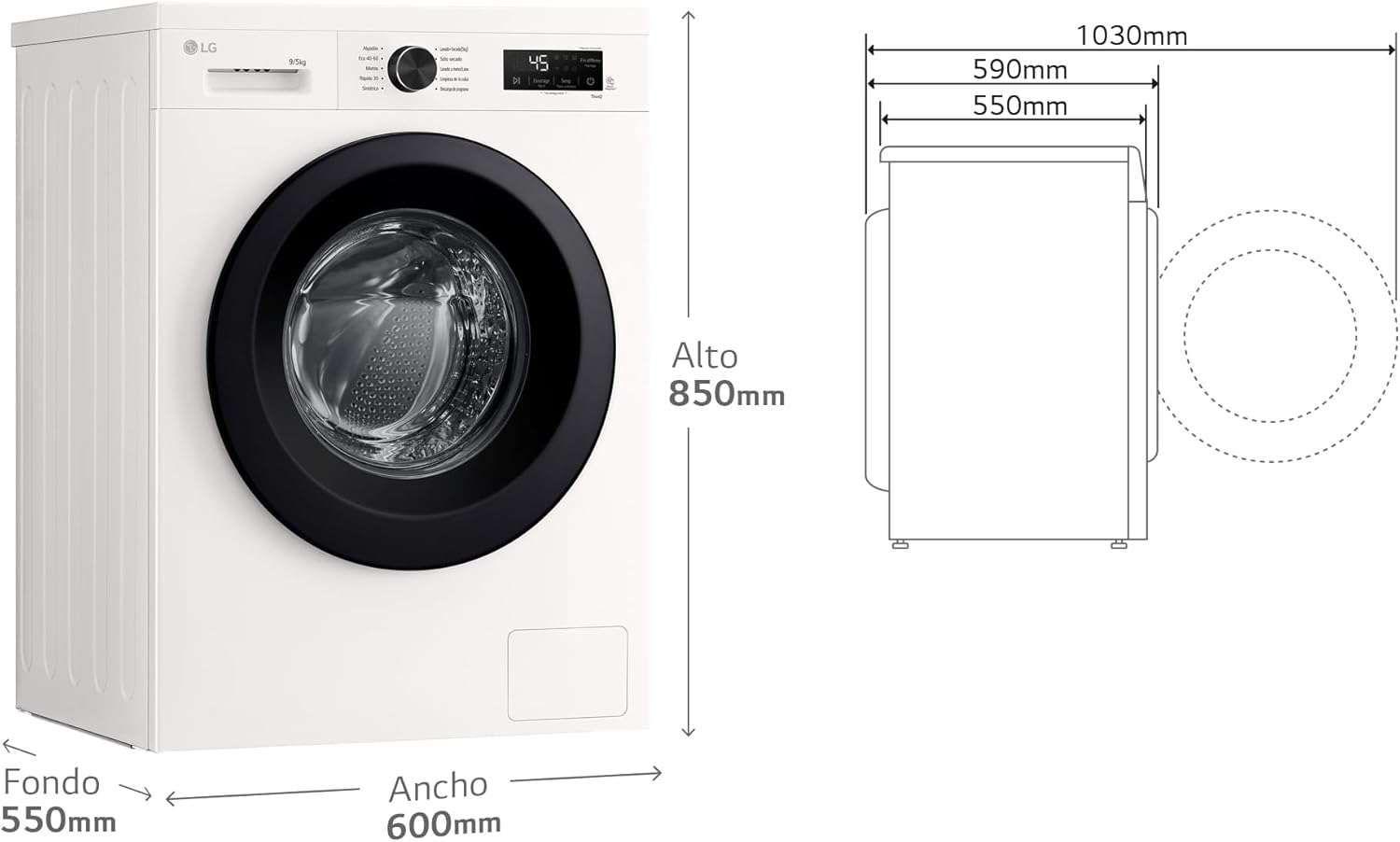 Thumbnail 1 de LG W4X1095NWK Lavadora-Secadora Inverter Direct Drive 9/5 kg con Vapor Steam y Wi-Fi ThinQ