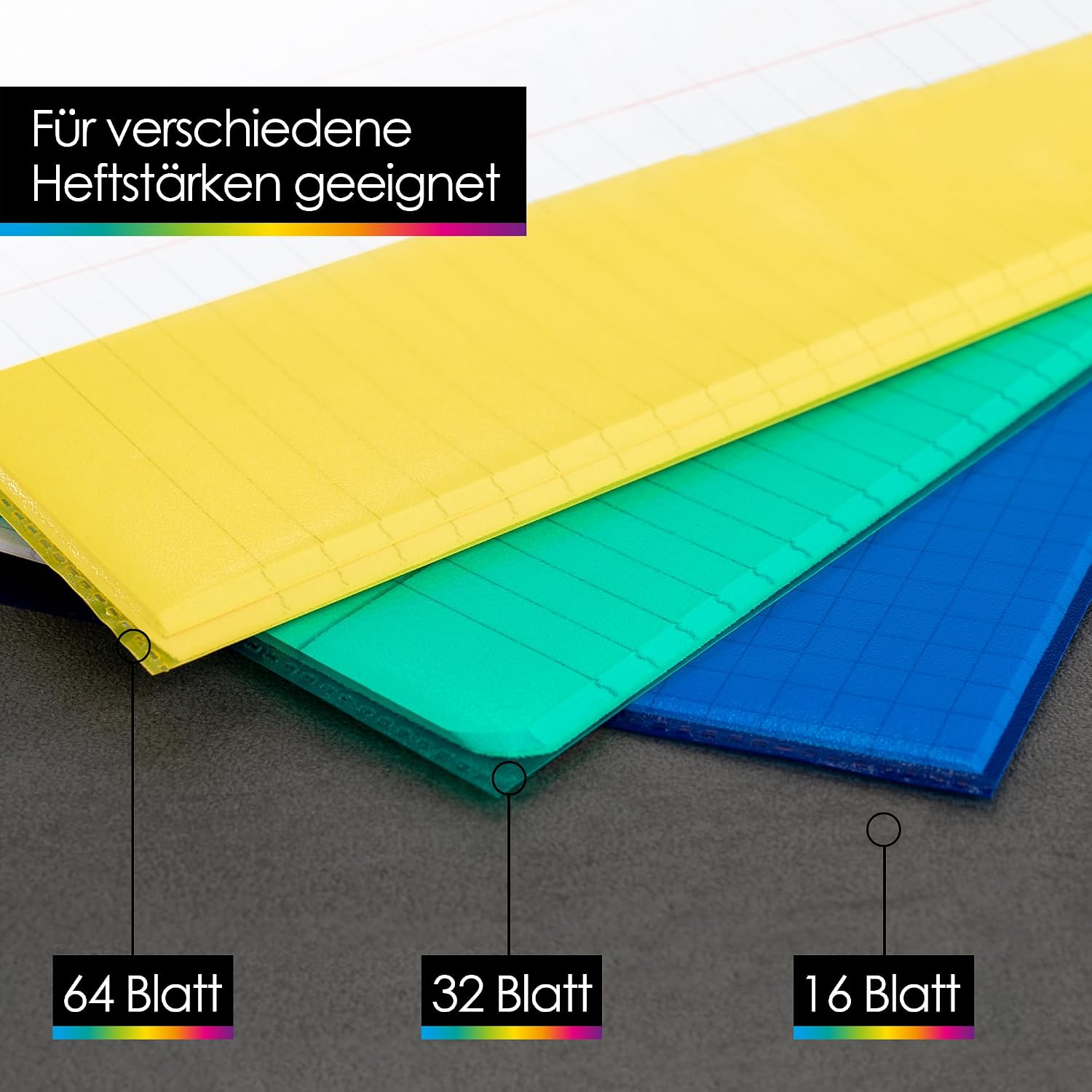 Detalle de OfficeTree 25x Hefthüllen A4 bunt – robuste Heftumschläge aus PP, 25er Set