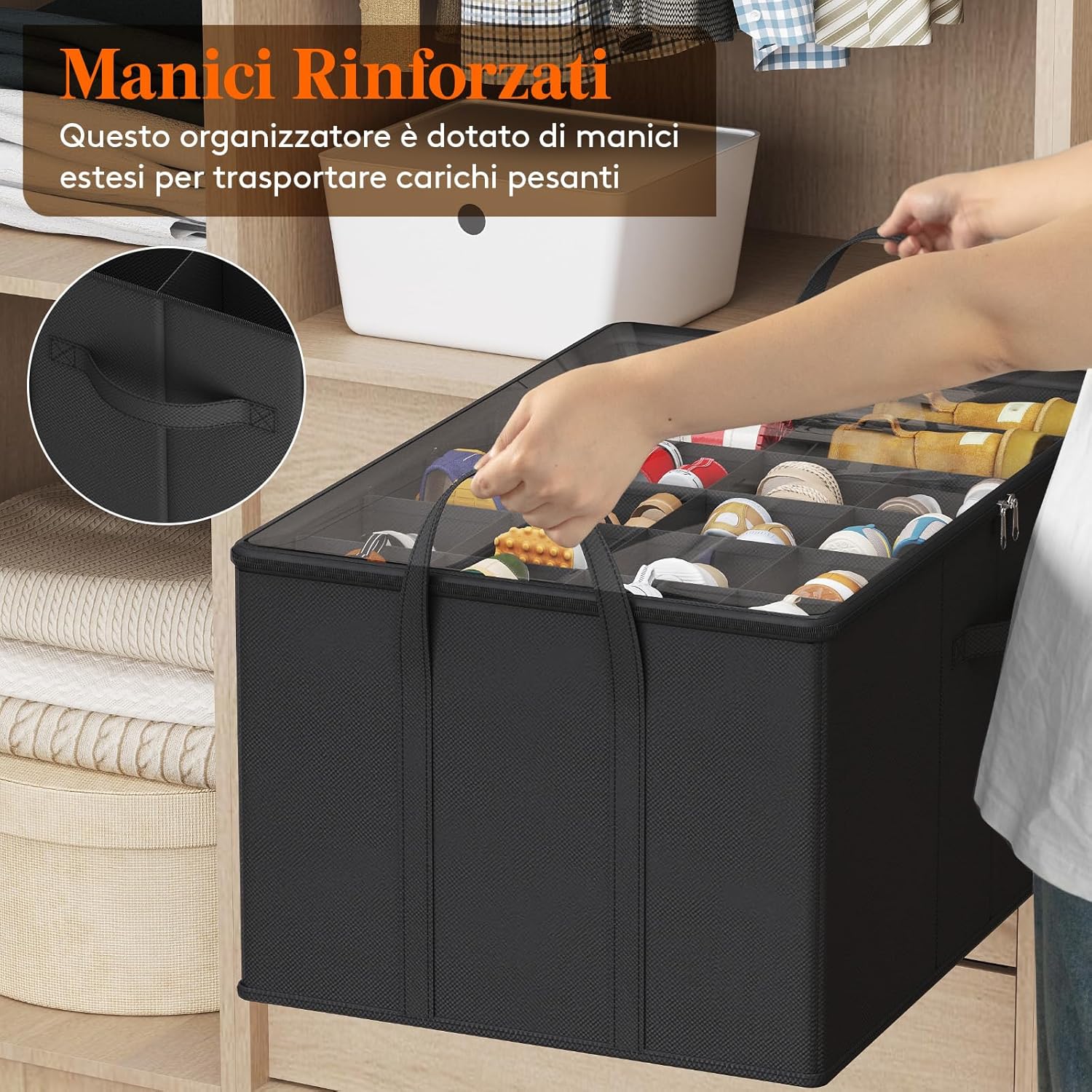 Thumbnail 2 de Lifewit Grandi Scatole Porta Scarpe 10-20 Paia | Organizer Pieghevole con Coperchio Trasparente, Nero