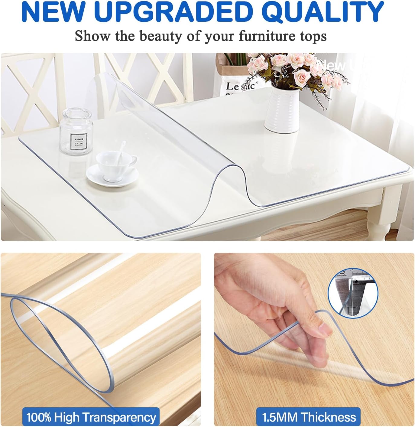 Thumbnail 1 de WanDeela Clear Table Top Protector Set – 16x16 Inches (2 Pack)