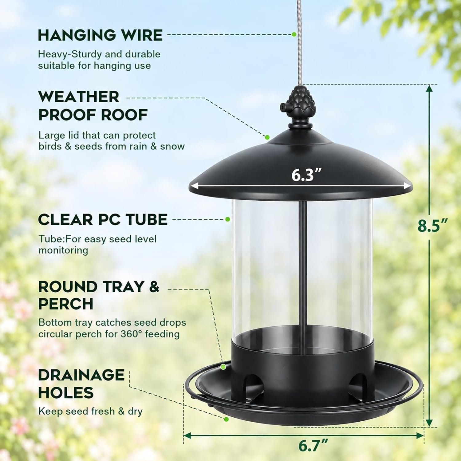 Detalle 2 de Gbekery Metal Bird Feeder, 2 lb Capacity