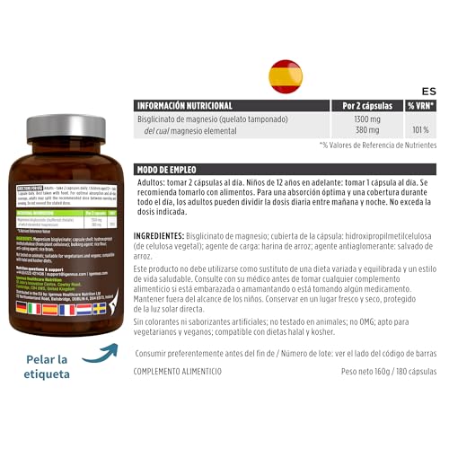 Detalle 2 de Igennus Glicinato de Magnesio Quelado 1300 mg | 180 cápsulas veganas